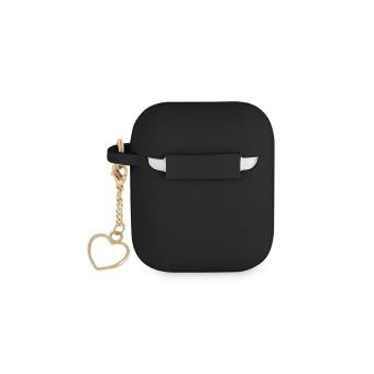 Silikónové puzdro Guess na Apple Airpods / Airpods 2 GUA2LSCHSK Heart Charm čierne