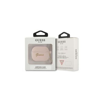 Silikónové puzdro Guess na Apple Airpods 3 GUA3LSCHSP Heart Charm ružové
