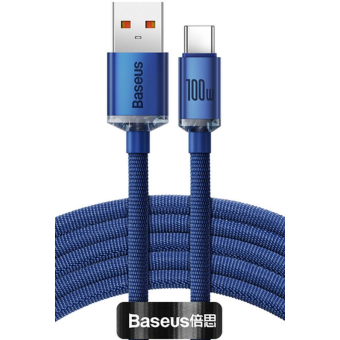 Kábel Baseus Crystal Shine CAJY000503, USB to Type C PD100W, 2m, modrý
