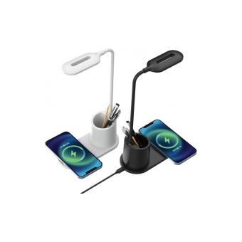 Stolná LED lampa Rebeltec s indukčnou nabíjačkou QI W600 10W čierna