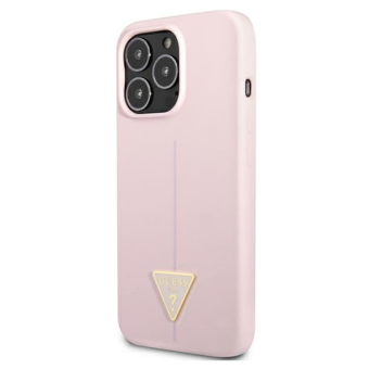 Silikónové puzdro Guess na Apple iPhone 13 Pro Max GUHCP13XSLTGU Silicone Triangle Logo ružové