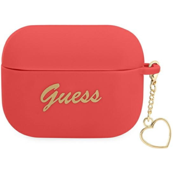 Silikónové puzdro Guess na Apple Airpods Pro GUAPLSCHSR Heart Charm červené