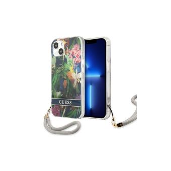 Plastové puzdro Guess na Apple iPhone 13 GUHCP13MHFLSB Flower Cord modré