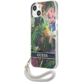 Plastové puzdro Guess na Apple iPhone 13 GUHCP13MHFLSB Flower Cord modré