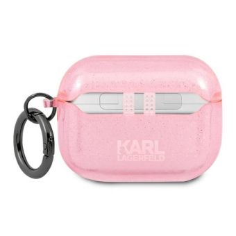 Silikónové puzdro Karl Lagerfeld na Apple AirPods Pro KLAPUKHGP Glitter Karl`s Head ružové