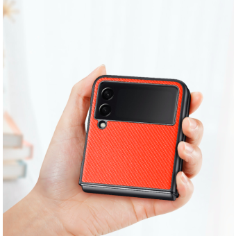 Plastové puzdro na Samsung Galaxy Z Flip 3 5G F711 Dux Ducis Fino Nylon TPC/TPU červené 