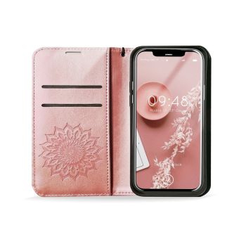 Diárové puzdro na Apple iPhone 14 Plus Forcell MEZZO mandala ružovo-zlaté