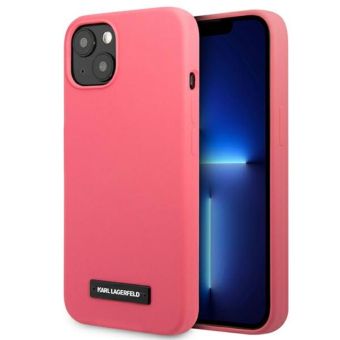 Kryt na Apple iPhone 13 Karl Lagerfeld Liquid Glitter Logo KLHCP13MSLMP1PI fuchsia