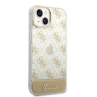 Plastové puzdro Guess na Apple iPhone 14 Plus GUHCP14MHG4MHG Peony Glitter Script Logo zlaté