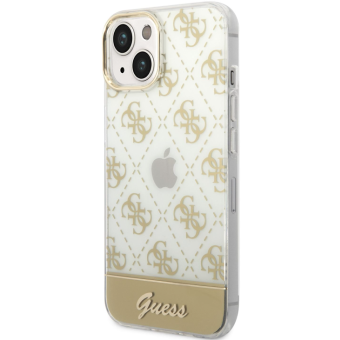 Plastové puzdro Guess na Apple iPhone 14 Plus GUHCP14MHG4MHG Peony Glitter Script Logo zlaté