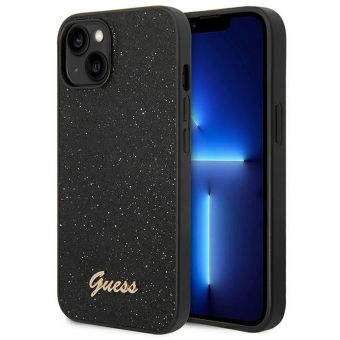 Kryt na Apple iPhone 14 Plus Guess Glitter Flakes Metal Logo GUHCP14MHGGSHK čierne