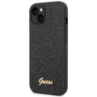 Kryt na Apple iPhone 14 Plus Guess Glitter Flakes Metal Logo GUHCP14MHGGSHK čierne