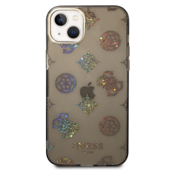 Kryt na Apple iPhone 14 Plus Guess Peony Glitter GUHCP14MHTPPTK čierne