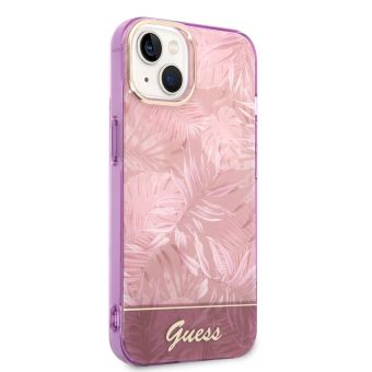 Plastové puzdro Guess na Apple iPhone 14 Plus GUHCP14MHGJGHP Jungle ružové