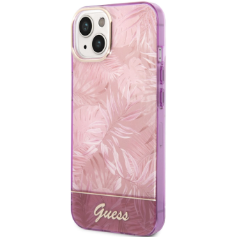 Plastové puzdro Guess na Apple iPhone 14 Plus GUHCP14MHGJGHP Jungle ružové