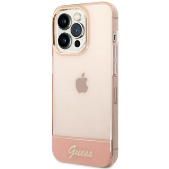Kryt na Apple iPhone 14 Pro Max Guess Camera Outline Translucent GUHCP14XHGCOP ružové 