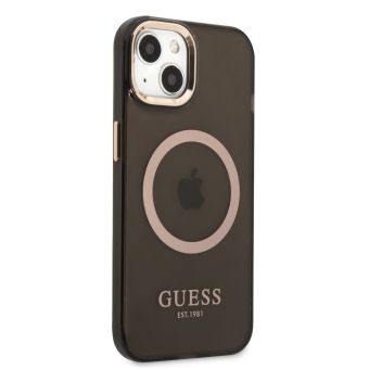 Plastové puzdro Guess na Apple iPhone 13 Pro GUHMP13LHTCMK Translucent MagSafe čierne