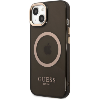 Plastové puzdro Guess na Apple iPhone 13 Pro GUHMP13LHTCMK Translucent MagSafe čierne