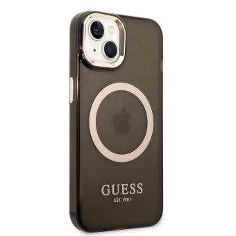 Plastové puzdro Guess na Apple iPhone 14 Plus GUHMP14MHTCMK Translucent MagSafe čierne
