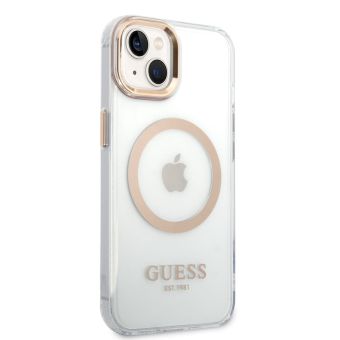 Plastové puzdro Guess na Apple iPhone 13 Pro Max GUHMP13XHTRMD Transparent MagSafe zlaté