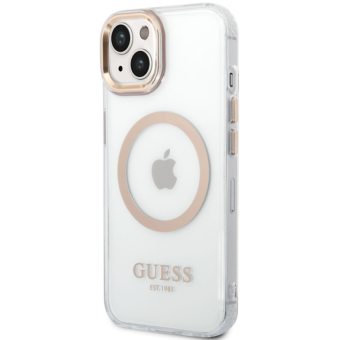 Plastové puzdro Guess na Apple iPhone 13 Pro Max GUHMP13XHTRMD Transparent MagSafe zlaté