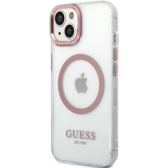 Plastové puzdro Guess na Apple iPhone 13 Pro GUHMP13LHTRMP Transparent MagSafe ružové