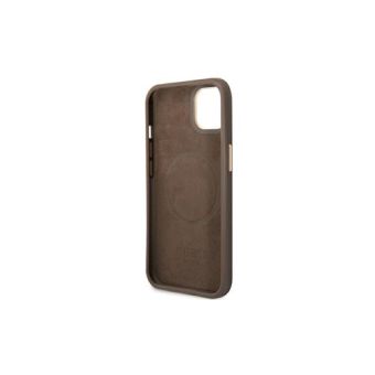 Plastové puzdro Guess na Apple iPhone 14 GUHMP14SU4GPRW PU 4G MagSafe hnedé