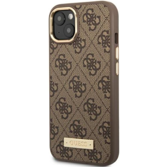 Plastové puzdro Guess na Apple iPhone 14 GUHMP14SU4GPRW PU 4G MagSafe hnedé
