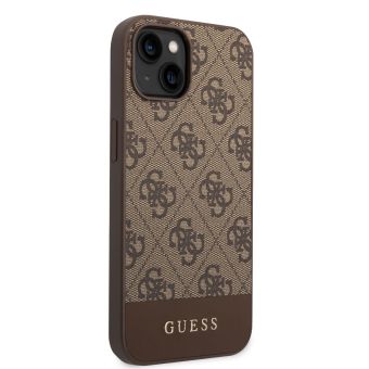 Plastové puzdro Guess na Apple iPhone 14 Plus GUHCP14MG4GLBR 4G Stripe hnedé