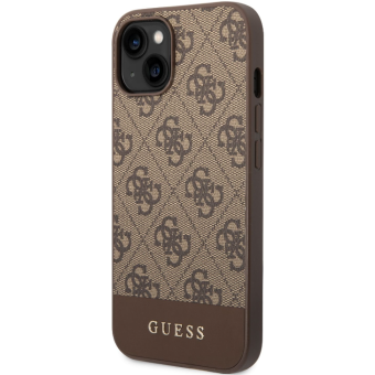 Plastové puzdro Guess na Apple iPhone 14 Plus GUHCP14MG4GLBR 4G Stripe hnedé