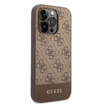 Plastové puzdro Guess na Apple iPhone 14 Pro Max GUHCP14XG4GLBR 4G Stripe hnedé