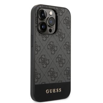 Plastové puzdro Guess na Apple iPhone 14 Pro Max GUHCP14XG4GLGR 4G Stripe sivé
