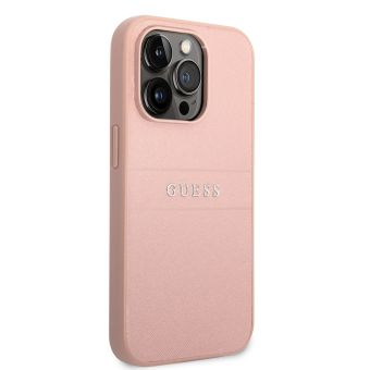 Plastové puzdro Guess na Apple iPhone 14 Pro Max GUHCP14XPSASBPI PU Leather Saffiano ružové