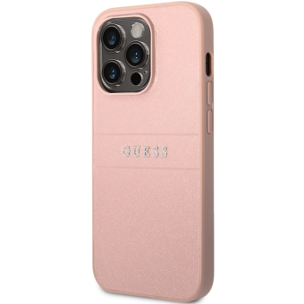 Plastové puzdro Guess na Apple iPhone 14 Pro Max GUHCP14XPSASBPI PU Leather Saffiano ružové