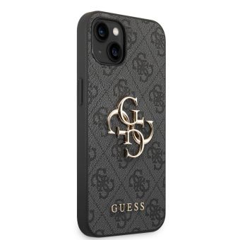 Plastové puzdro Guess na Apple iPhone 14 GUHCP14S4GMGGR 4G Metal Logo sivé