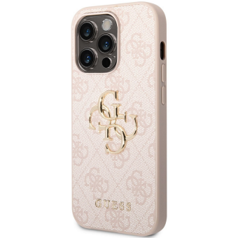 Kryt na Apple iPhone 14 Pro Max Guess PU 4G Metal Logo GUHCP14X4GMGPI ružové