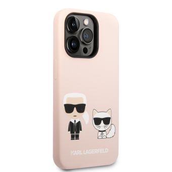 Silikónové puzdro Karl Lagerfeld na Apple iPhone 14 Pro Max KLHMP14XSSKCI Liquid Silicone Karl and Choupette MagSafe ružové