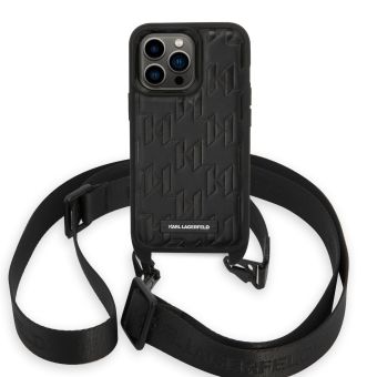Plastové puzdro Karl Lagerfeld na Apple iPhone 14 Pro KLHCP14LSTMMK Monogram Crossbody čierne