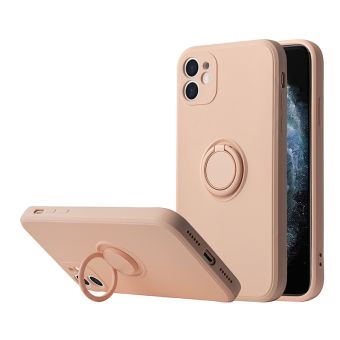 Silikónové puzdro na Xiaomi Redmi 9 Vennus Finger Ring ružové