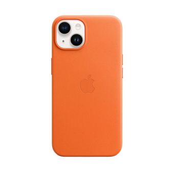 Kožené puzdro Apple na Apple iPhone 14 MPP83ZM/A Leather Case with MagSafe Orange