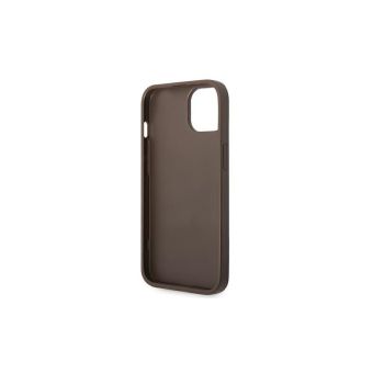 Plastové puzdro Guess na Apple iPhone 14 Pro GUHCP14LG4GFBR 4G Gold Logo hnedé