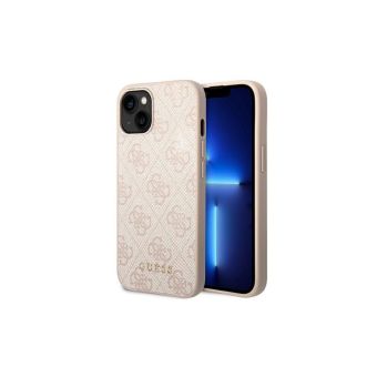 Plastové puzdro Guess na Apple iPhone 14 GUHCP14SG4GFPI 4G Gold Logo ružové