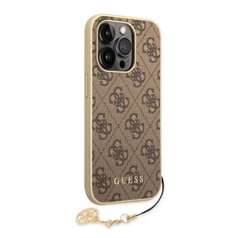 Plastové puzdro Guess na Apple iPhone 14 Pro GUHCP14LGF4GBR 4G Charms hnedé