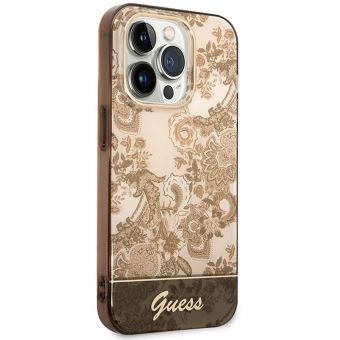 Plastové puzdro Guess na Apple iPhone 14 Pro GUHCP14LHGPLHC IML Electro Cam TDJ ochre