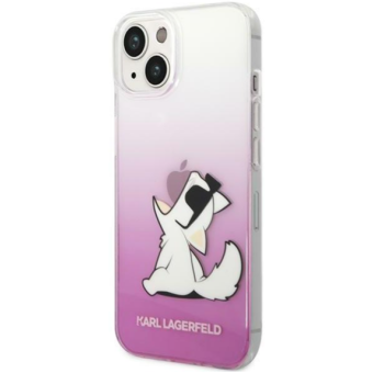 Plastové puzdro Karl Lagerfeld na Apple iPhone 14 Pro KLHCP14LCFNRCPI Choupette Eat ružové
