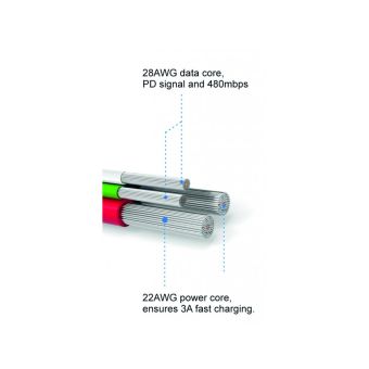 Kábel opletený Swissten USB/USB-C 3.0A, 2.0m - čierny