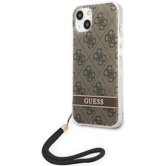 Plastové puzdro Guess na Apple iPhone 14 Plus GUOHCP14MH4STW Print 4G Cord hnedé