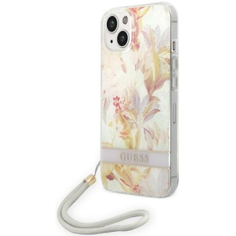 Plastové puzdro Guess na Apple iPhone 14 Plus GUOHCP14MHFLSU Flower Cord fialové