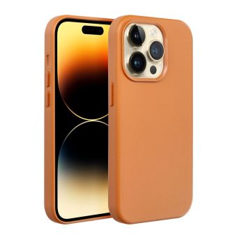 Plastové puzdro na Apple iPhone 14 Plus Leather Mag hnedé