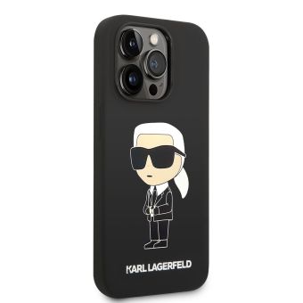 Silikónové puzdro Karl Lagerfeld na Apple iPhone 14 Pro KLHCP14LSNIKBCK Liquid Silicone Ikonik NFT čierne